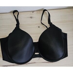 Warners No Side Effects Comfort Underwire Black T Shirt Bra 38D Lightly Lined
